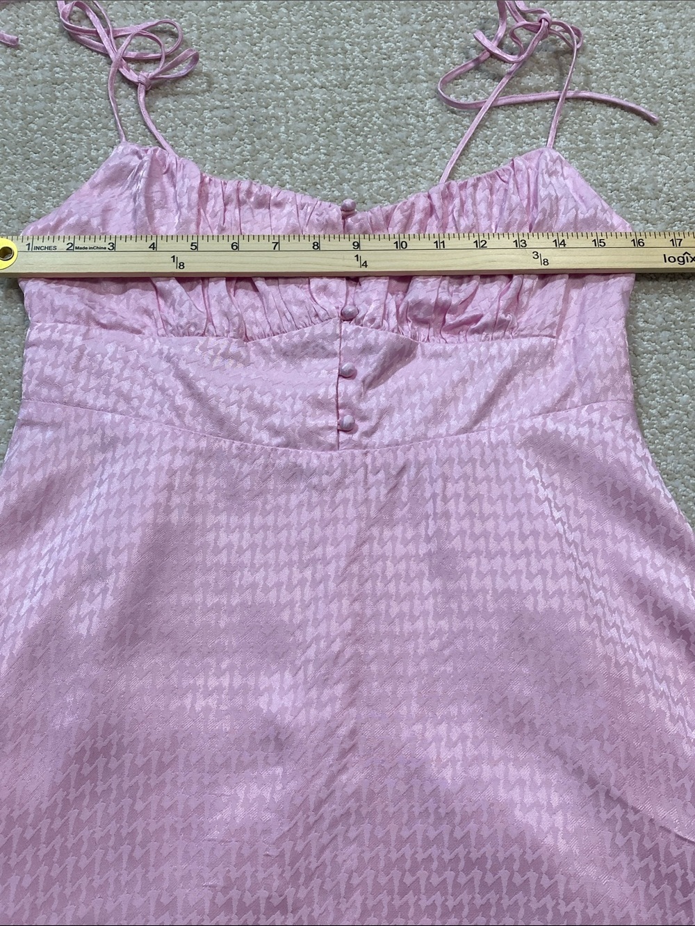 Astr Pink Tie-Shoulder Mini Dress with Ruched Bodice Size M 100% Viscose - Picture 11 of 16